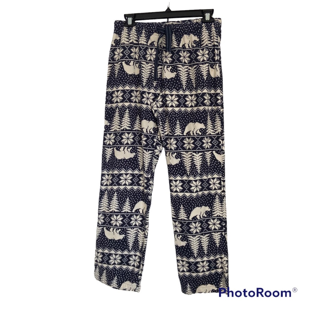 Old Navy flannel winter lounge/PJ pants women’s small navy/white fair isle print
